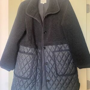LOFT Black and Gray Fleece Jacket